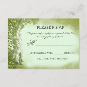 old tree vintage rustic wedding RSVP cards