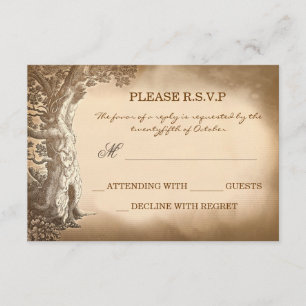 old tree vintage rustic wedding RSVP cards