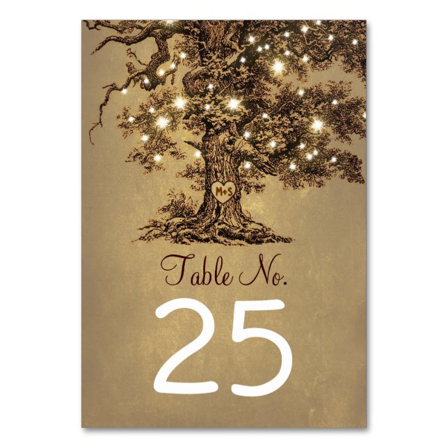 Old Tree Wedding Table Number Cards Place Cards (Front)