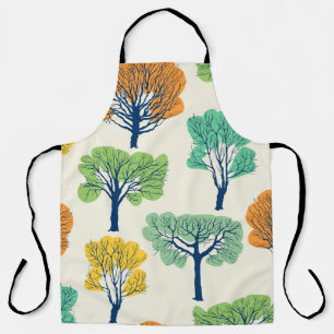 Old Trees Nature Seamless Pattern Apron