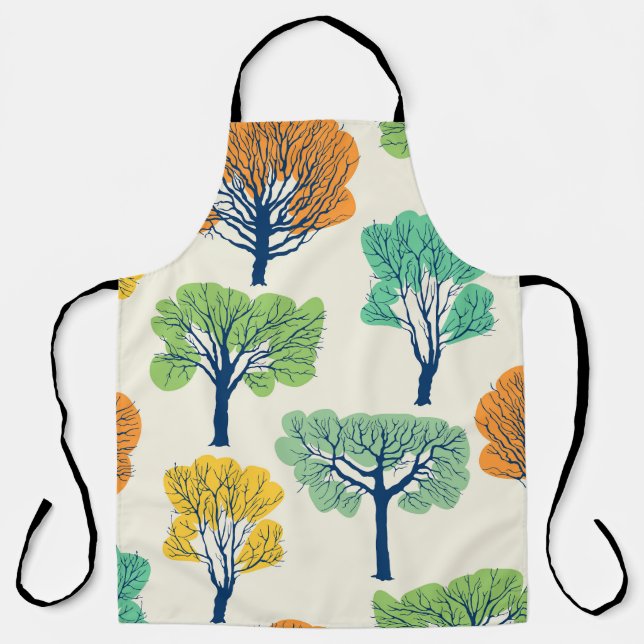 Old Trees Nature Seamless Pattern Apron (Front)