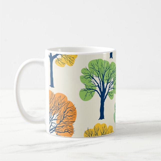 Old Trees Nature Seamless Pattern Coffee Mug (Left)