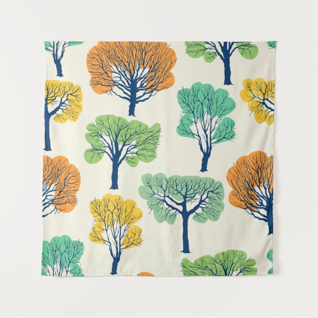 Old Trees Nature Seamless Pattern Tapestry (Front)
