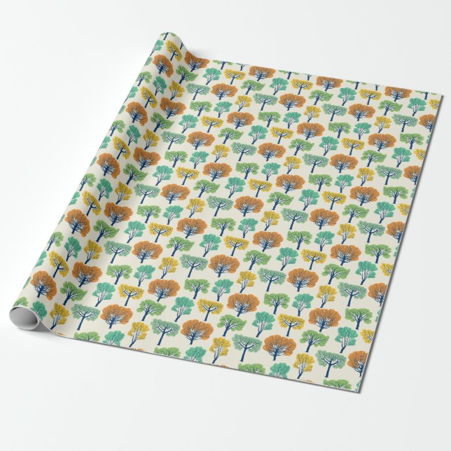 Old Trees Nature Seamless Pattern Wrapping Paper (Unrolled)
