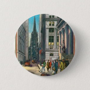 Old Trinity & Wall Street, New York 6 Cm Round Badge
