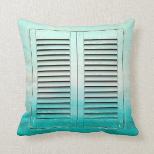 Old tropical colours window shutters cushion