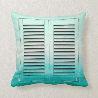 Old tropical colours window shutters cushion