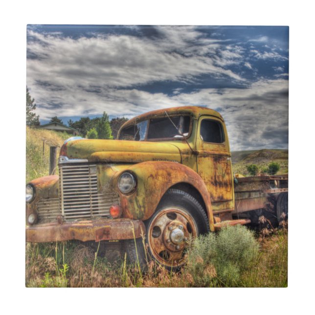 Old truck abandoned in field tile (Front)