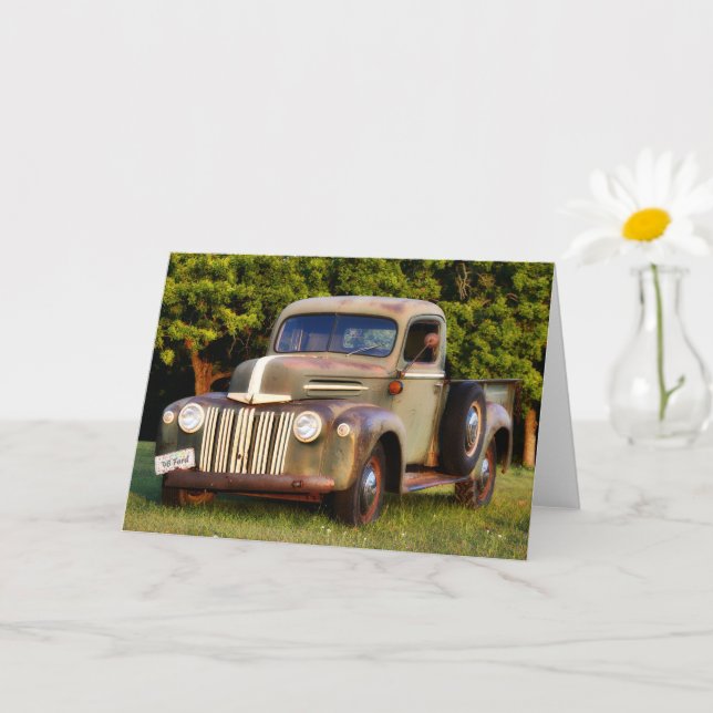 Old Truck Classic Car Note Card (Small Plant)