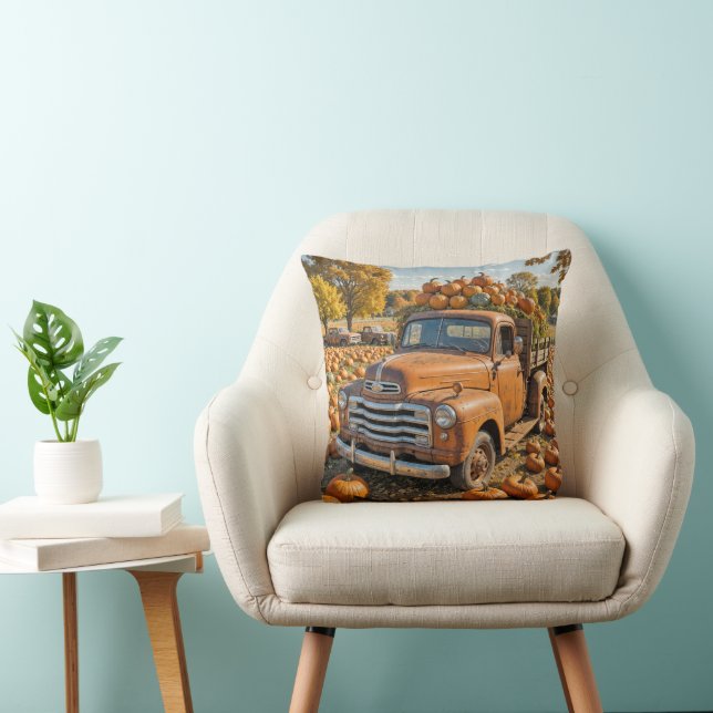 Old Truck Filled With Pumpkins Cushion (Chair)