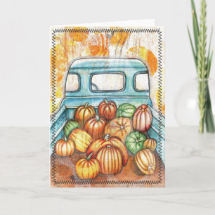 Old Truck Full of Pumpkins Notecard