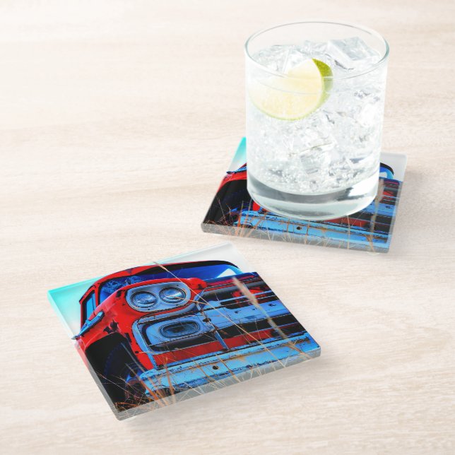 Old Truck Glass Coaster (Angled)