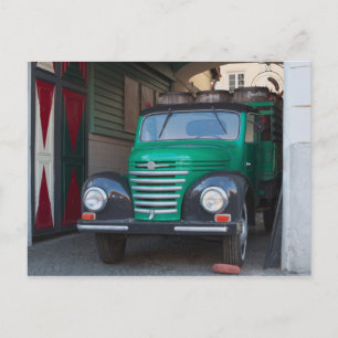 Old truck with beer - postcard