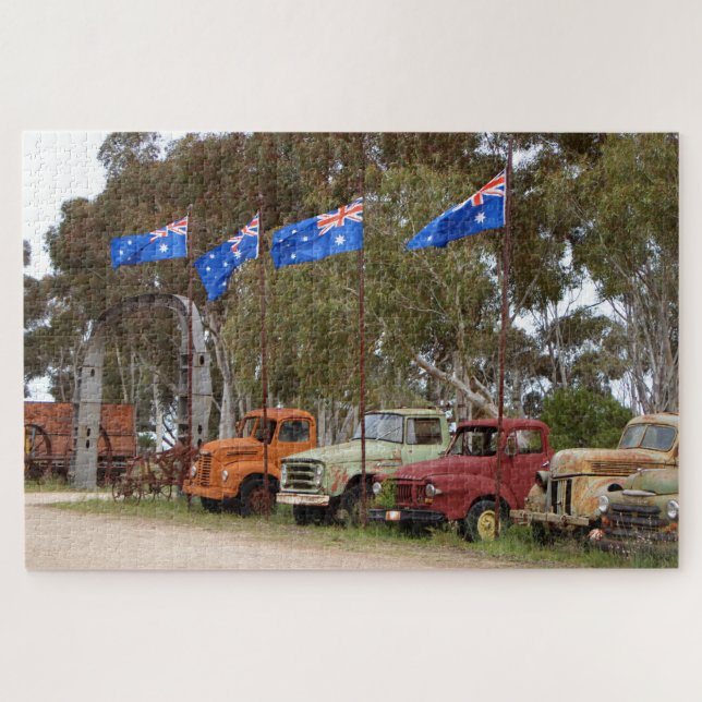 Old trucks in a row jigsaw puzzle (Horizontal)