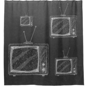 old tv   shower curtain