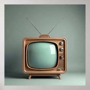 Old TV with Antenna Poster