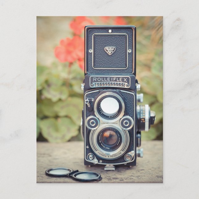 Old twin lens camera postcard (Front)