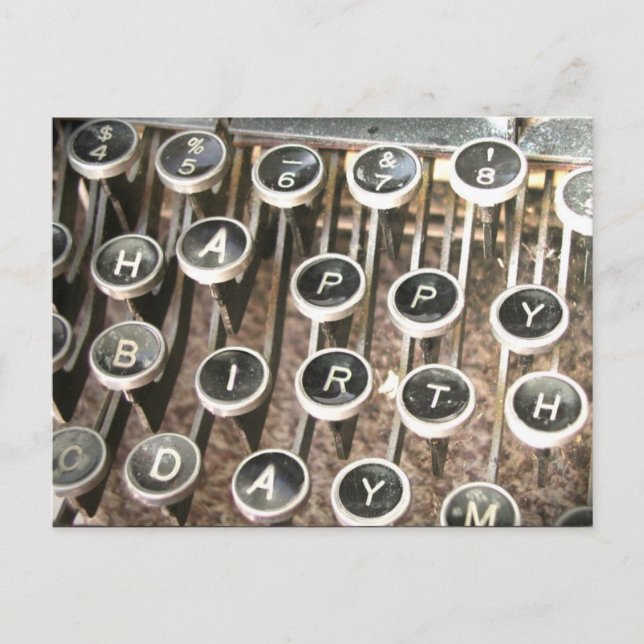 Old Typewriter Birthday Greeting Postcard (Front)