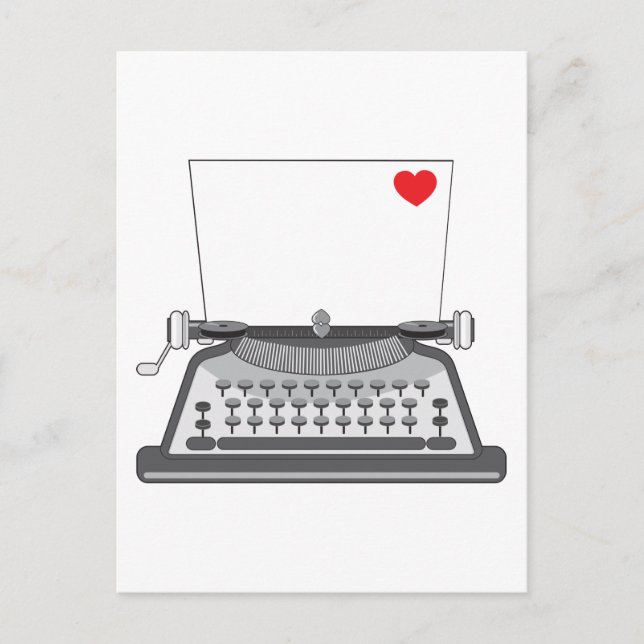 Old Typewriter Heart Postcard (Front)