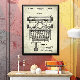 Old   Typewriter Patent Poster