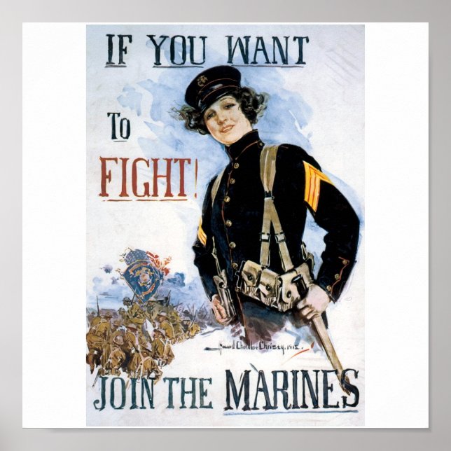 Old U.S. Marines Poster circa 1915 (Front)