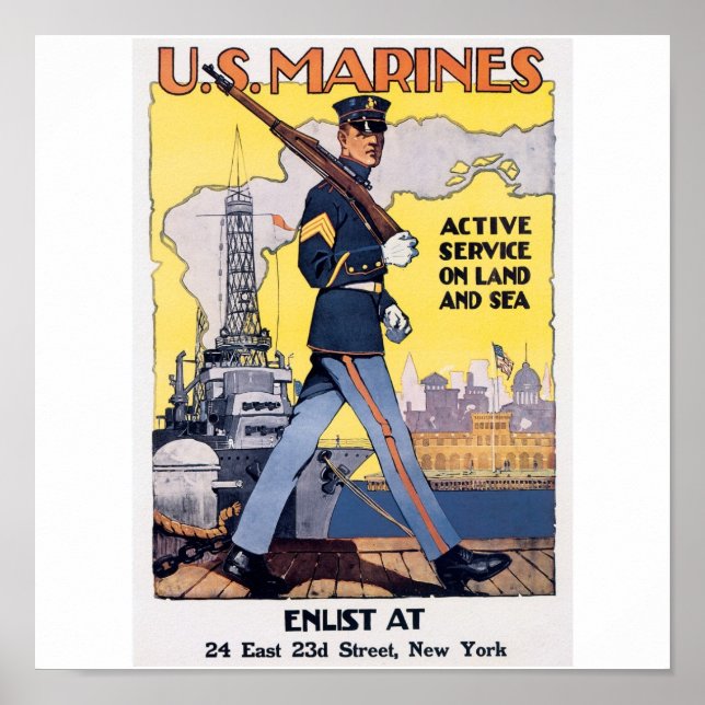 Old U.S. Marines Poster circa 1917 (Front)