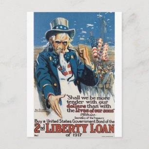 Old "Uncle Sam" U.S. War Poster circa 1917 Postcard