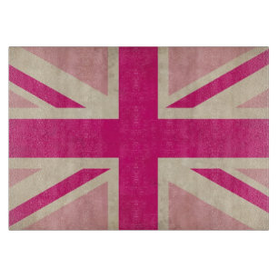 Old Union Jack Flag Glass Cutting Board