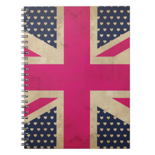 Old Union Jack in Pink Flag  Notebook