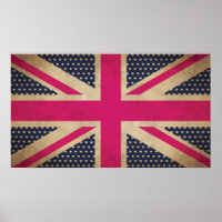 Old Union Jack in Pink Flag Poster/Print