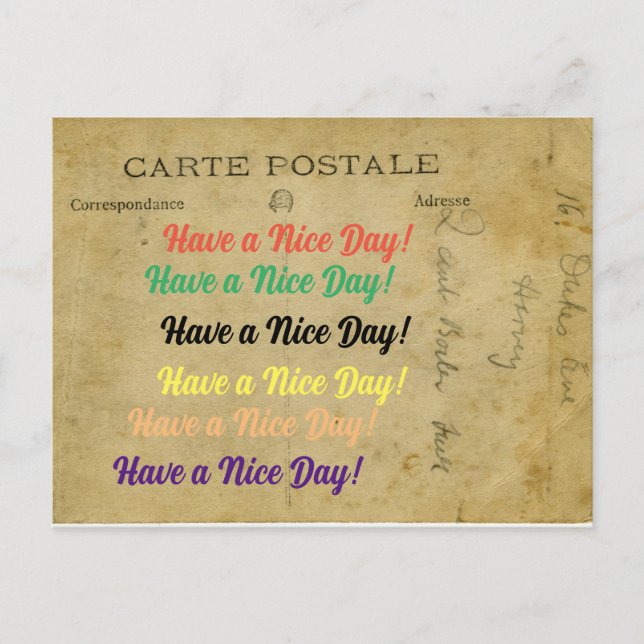 Old Unique Postacard Have a nice day Holiday Postcard (Front)