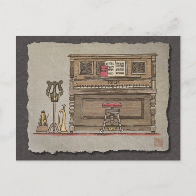 Old Upright Piano Postcard (Front)