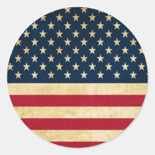 Old USA flag Classic Round Sticker