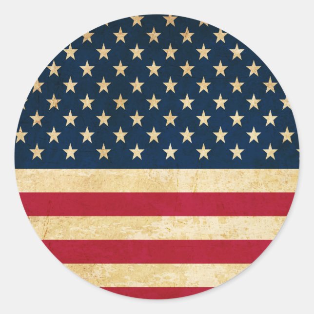 Old USA flag Classic Round Sticker (Front)