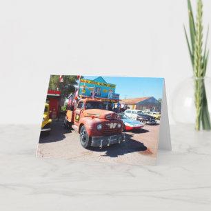 Old vehicles at Seligman, Route 66 Holiday Card