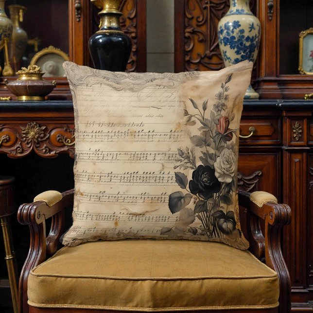 Old Victorian Black Floral Cushion (Creator Uploaded)