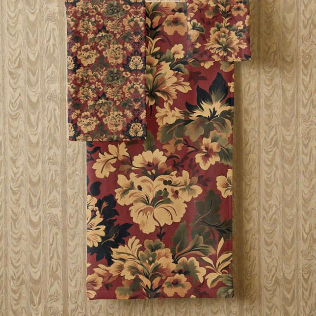 Old Victorian Deep Red Gold and Green Pattern Bath Towel Set (Creator Uploaded)