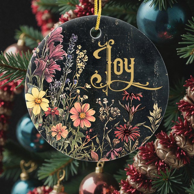 Old Victorian Floral Family Personalized Ceramic Ornament (Creator Uploaded)