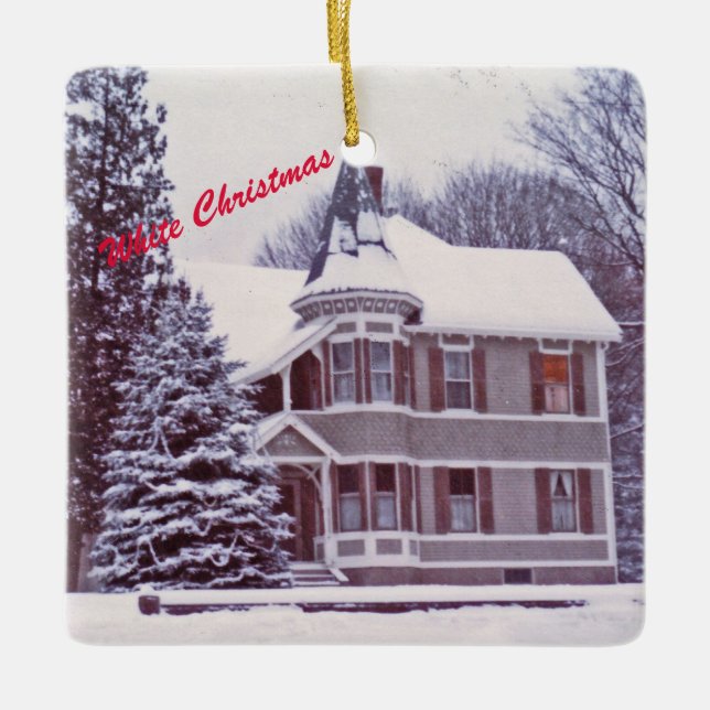 Old Victorian House - Home for the Holidays Ceramic Ornament (Front)