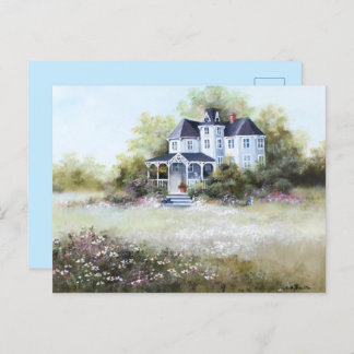 Old Victorian House With Cats Rustic  Country  Postcard