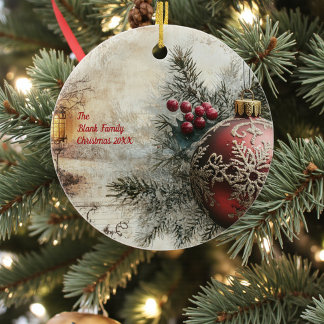 Old Victorian Rustic Family Personalized Ceramic Ornament