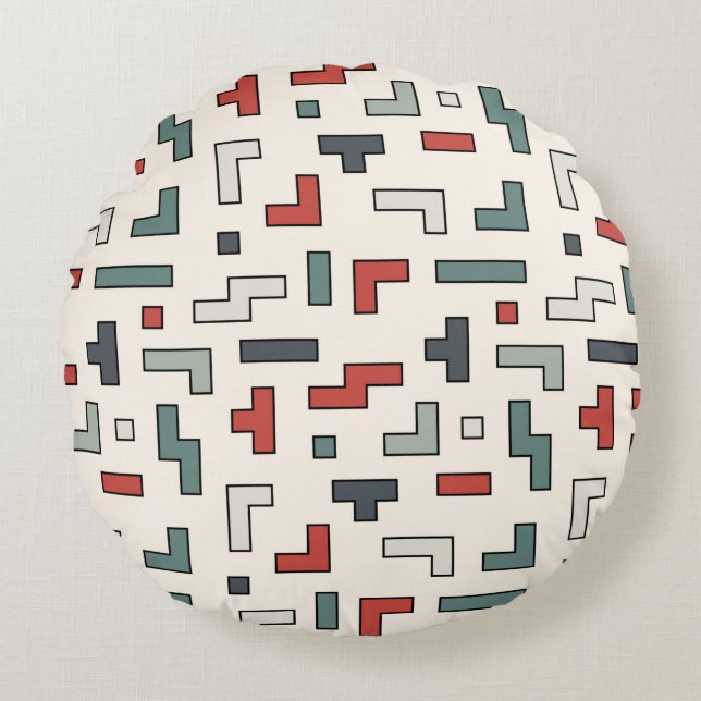 Old video game square seamless pattern,background  round cushion (Front)