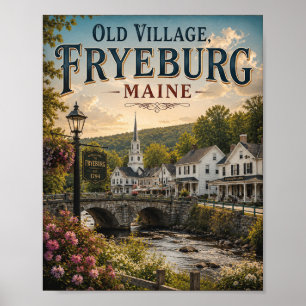 Old Village Fryeburg Maine Vintage Main Street Pos Poster