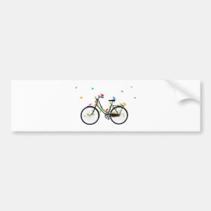 Old vintage bicycle with flowers and birds bumper sticker