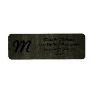 Old Vintage Black Denim pattern Return Address Label