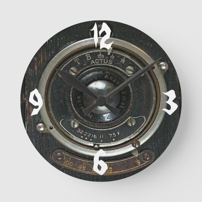 Old Vintage Camera Round Clock (Front)