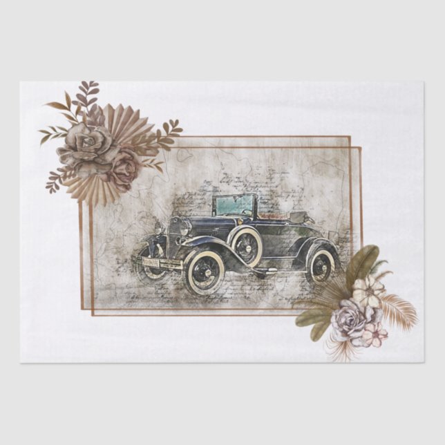 Old Vintage Classic Boho Car Decoupage Tissue Paper (Front)