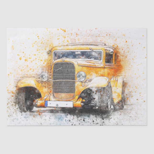 Old Vintage Classic Car Decoupage Tissue Paper (Front)