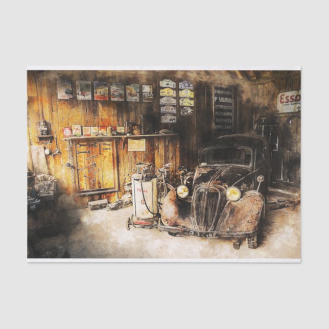 Old Vintage Classic Car Decoupage Tissue Paper (Front)