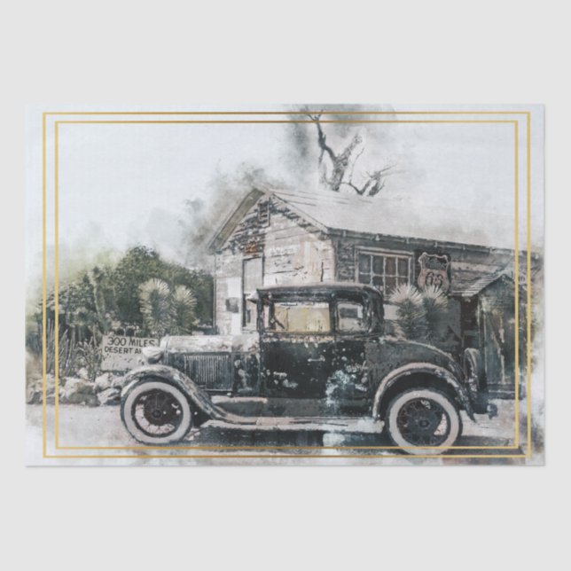 Old Vintage Classic Car Decoupage Tissue Paper (Front)